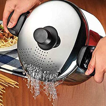 GEEZY cookingpot Stainless Steel Pasta Pot With Locking Strainer Lid