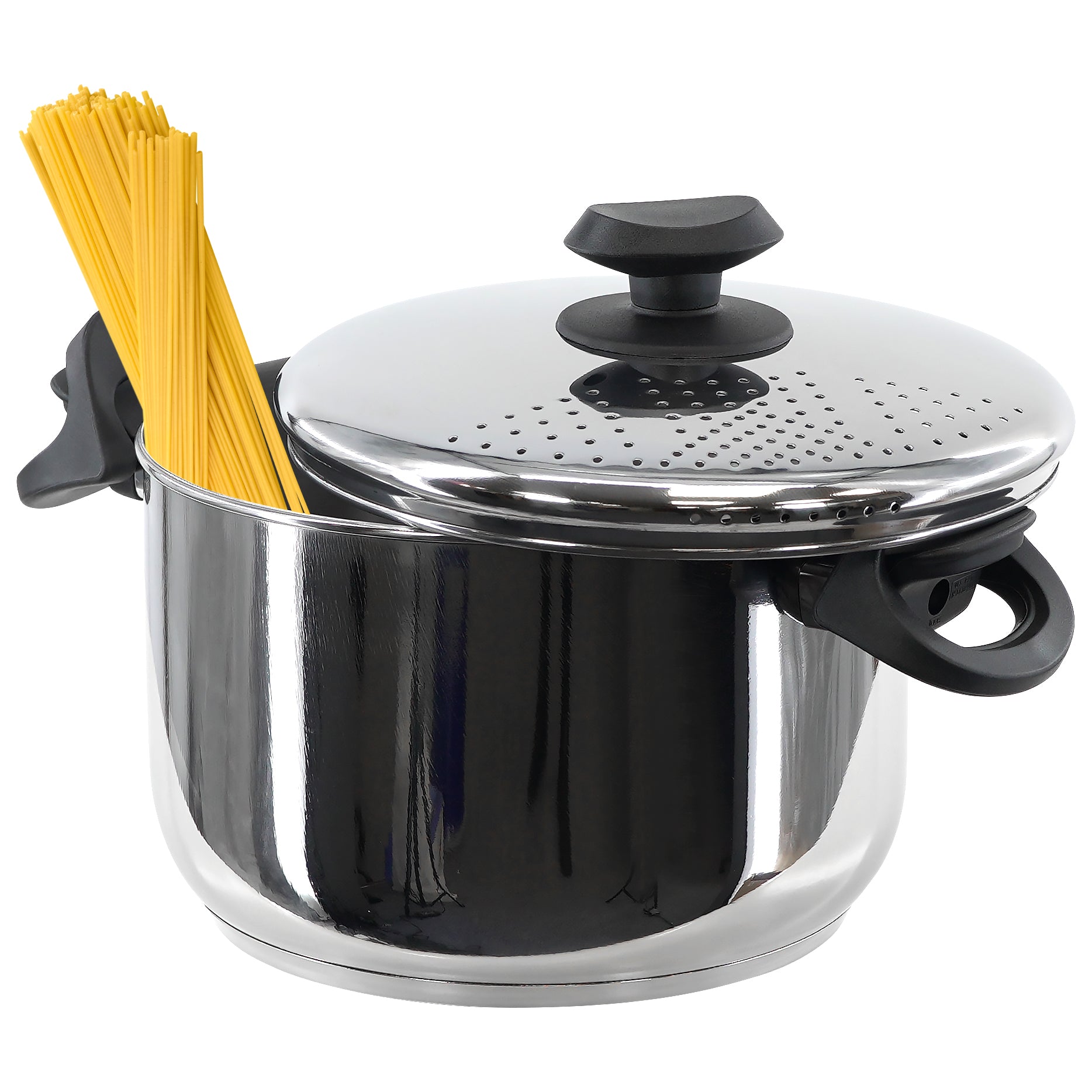 GEEZY cookingpot Stainless Steel Pasta Pot With Locking Strainer Lid