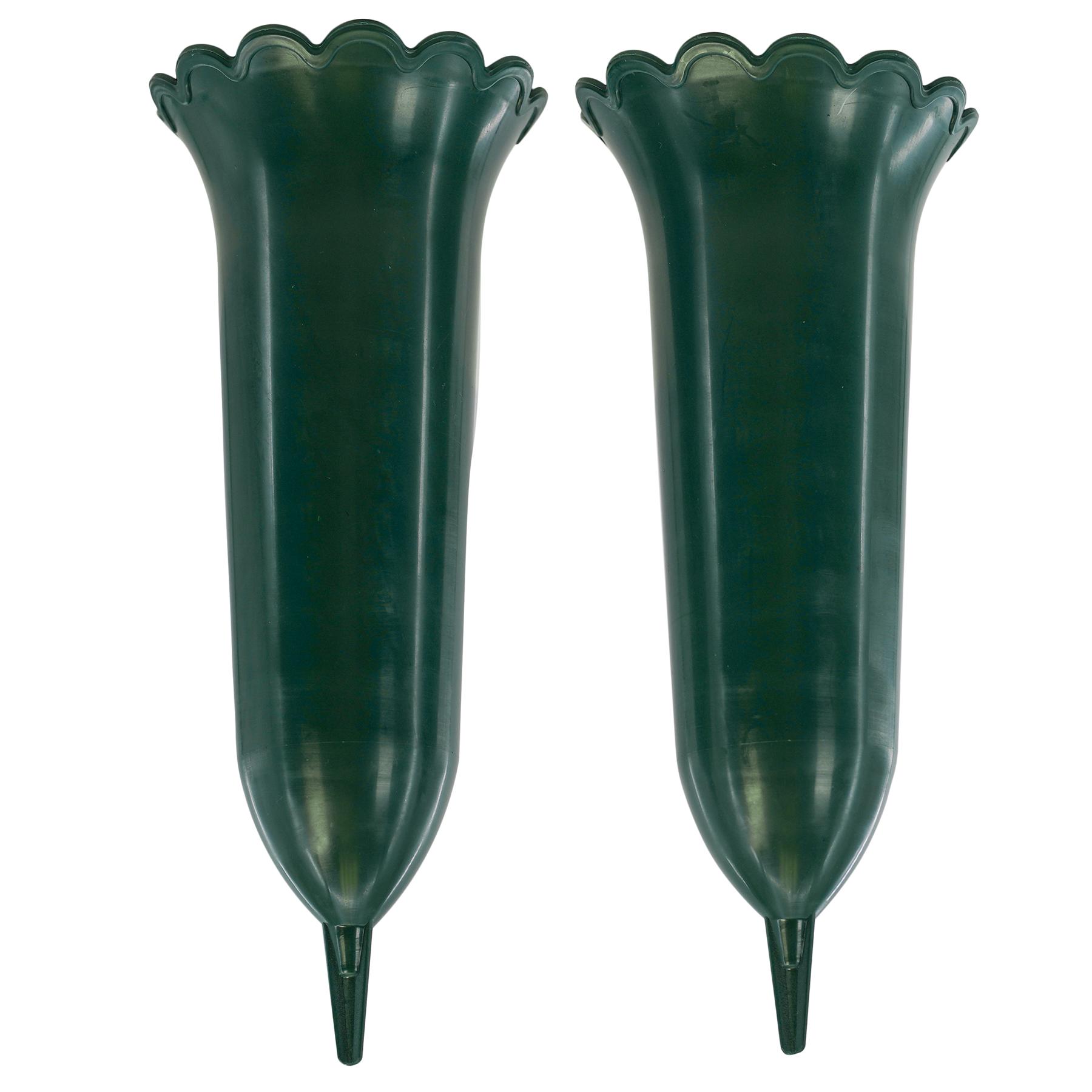 Set of 2 Green Spiked Memorial Grave Flower Vases GEEZY - The Magic Toy Shop