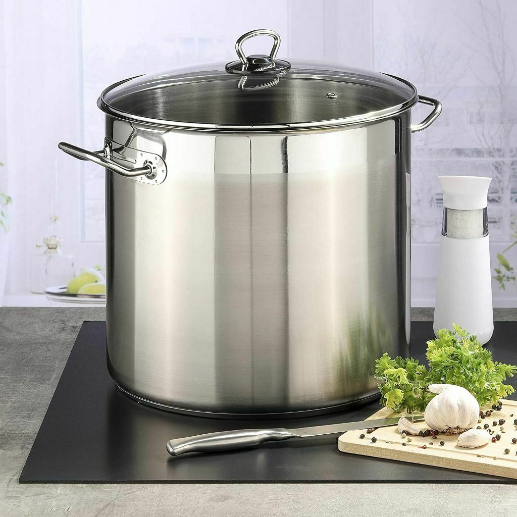 GEEZY Kitchen 15 Litre Stock Pot With Glass Lid