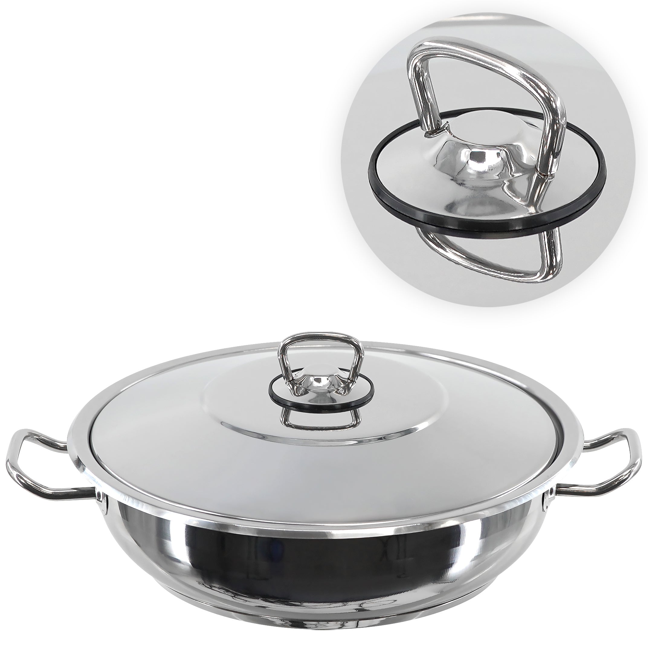 GEEZY Kitchen Gastro Shallow Pot With Lid 28 x 8 cm