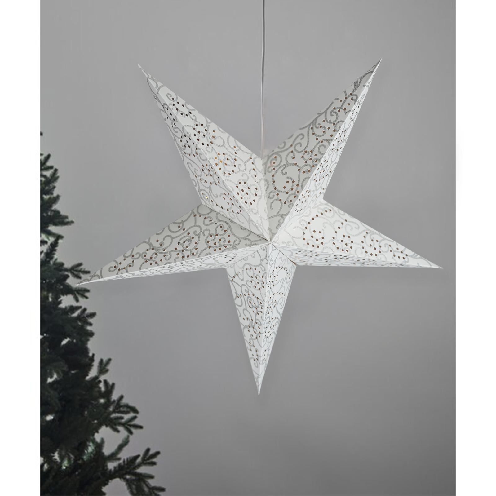 60 cm LED White Glitter Hanging Paper Star GEEZY - The Magic Toy Shop