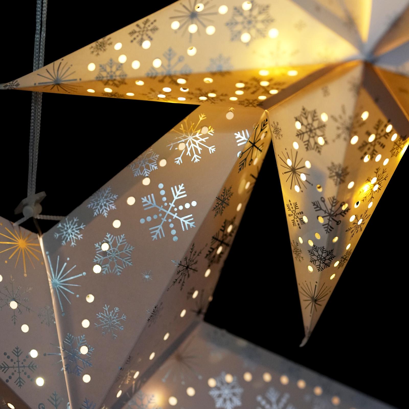 LED 60 cm Silver Snowflakes Hanging Paper Star GEEZY - The Magic Toy Shop