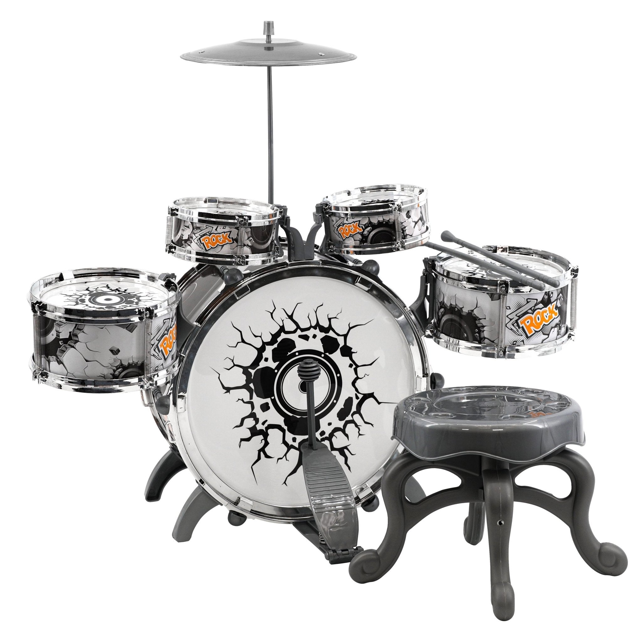Kids Black and White Drum Kit Play Set The Magic Toy Shop - The Magic Toy Shop