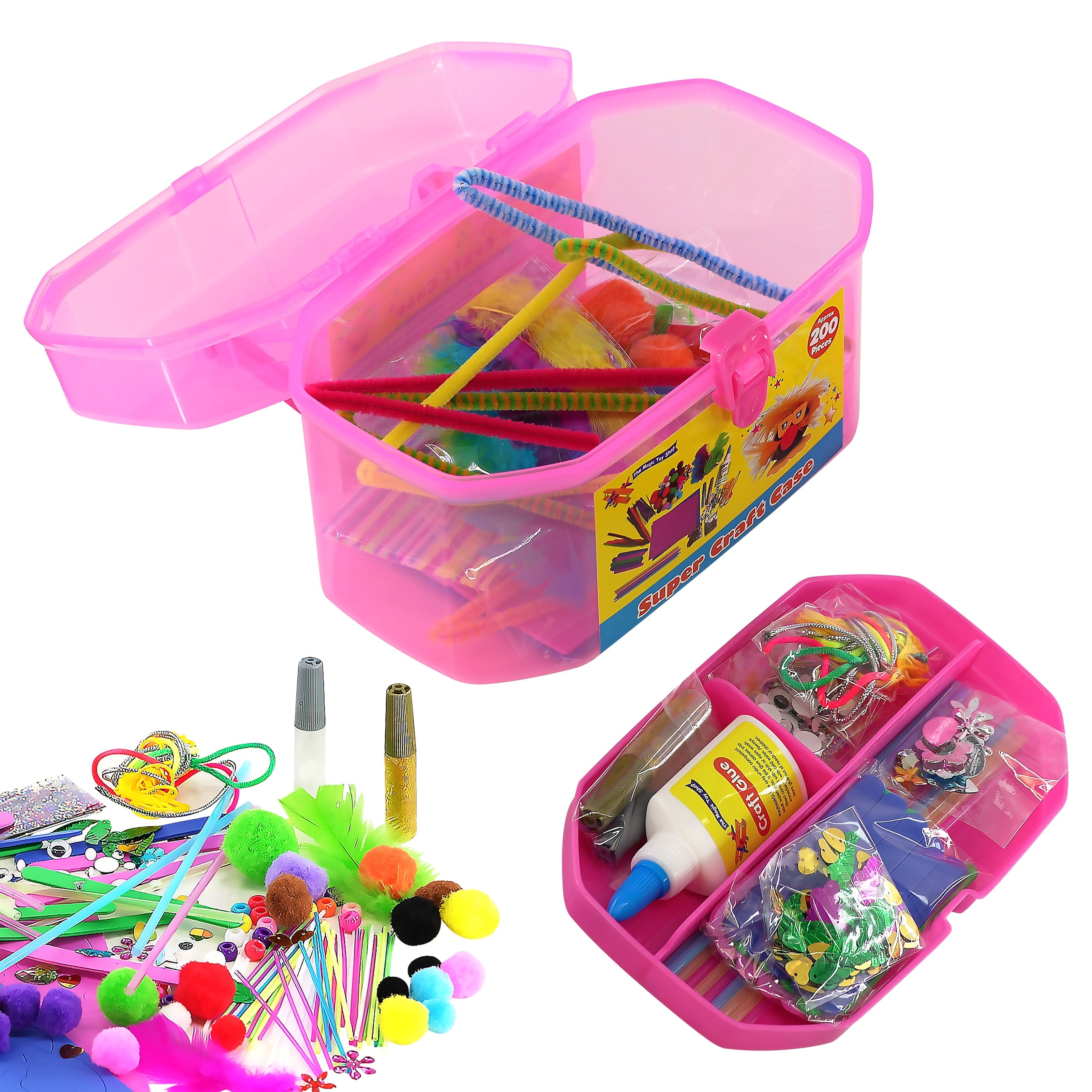 Pink Kids Super Craft Carry Case The Magic Toy Shop - The Magic Toy Shop
