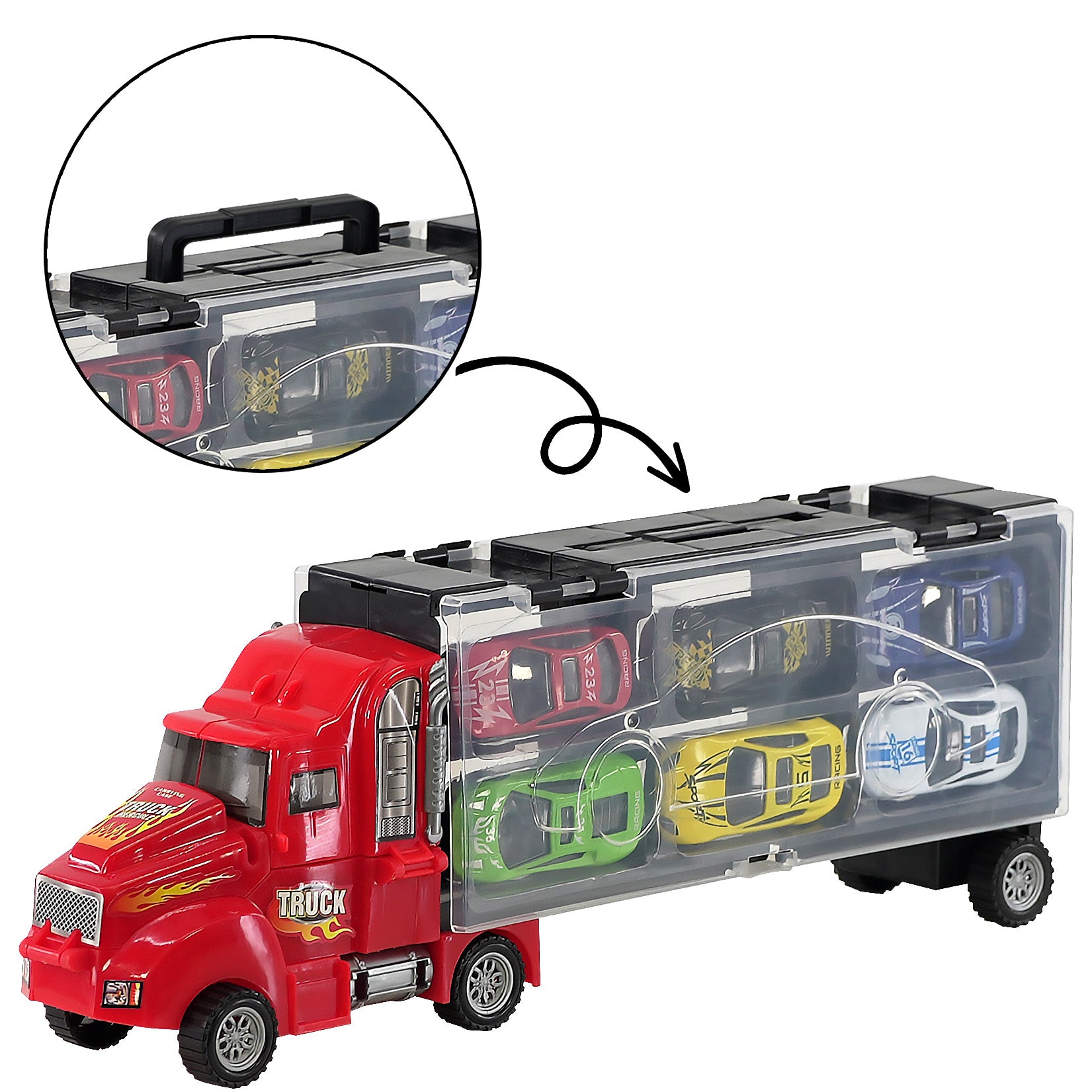 Kids Toy Truck Carrier & 6 Mini Cars Set The Magic Toy Shop - The Magic Toy Shop