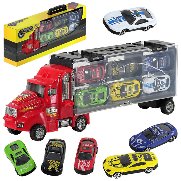 Kids Toy Truck Carrier 6 Mini Cars Set by The Magic Toy ShopThe