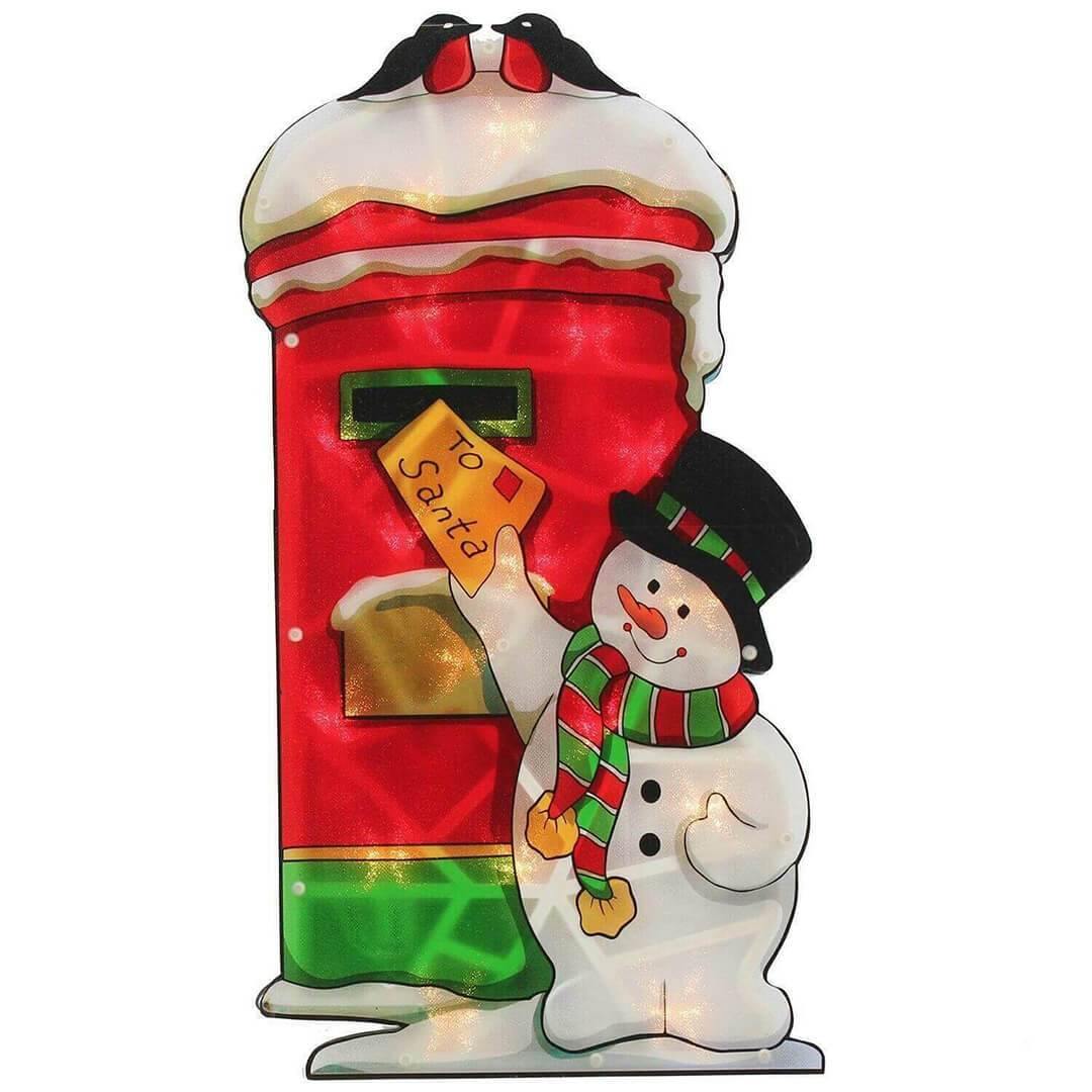 Snowman Post Sign Christmas LED Light Silhouette The Magic Toy Shop - The Magic Toy Shop
