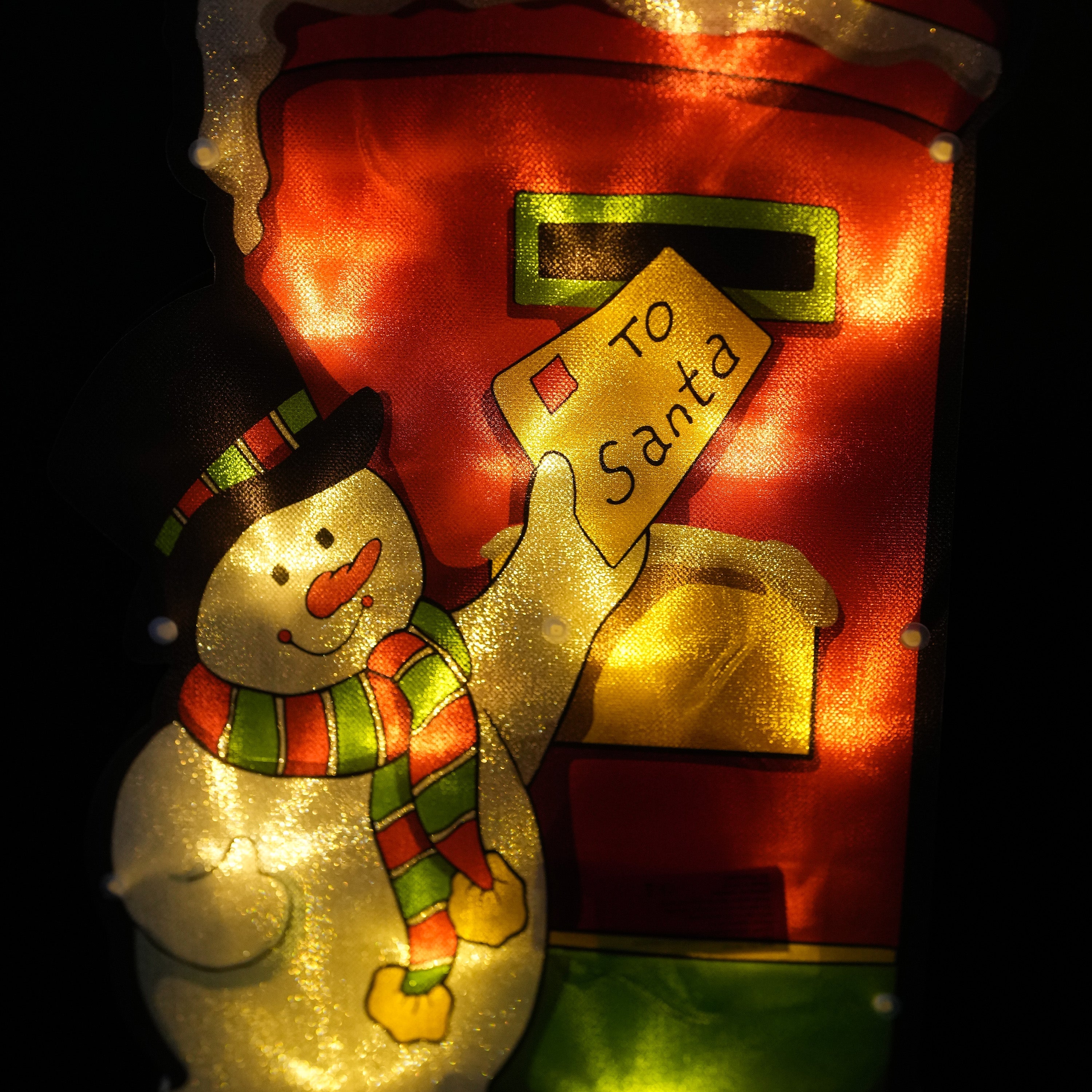 The Magic Toy Shop Christmas Decoration Snowman Post Sign Christmas LED Light Silhouette