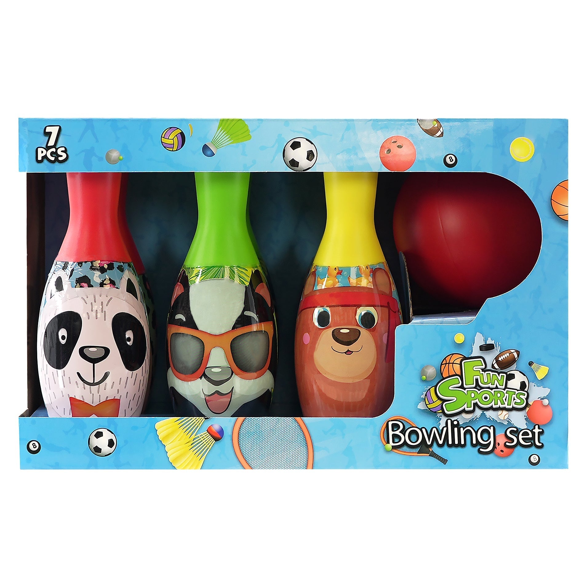 The Magic Toy Shop Outdoor Toys Kids Funny Faces Bowling Play Set